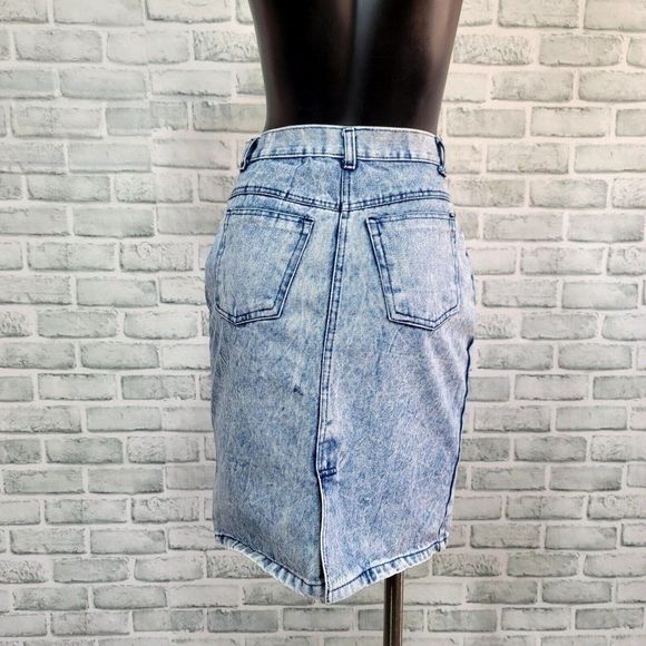Vintage 90s Cross Towne Womens S Acid Washed Denim High Waisted Pencil Skirt - Picture 3 of 10